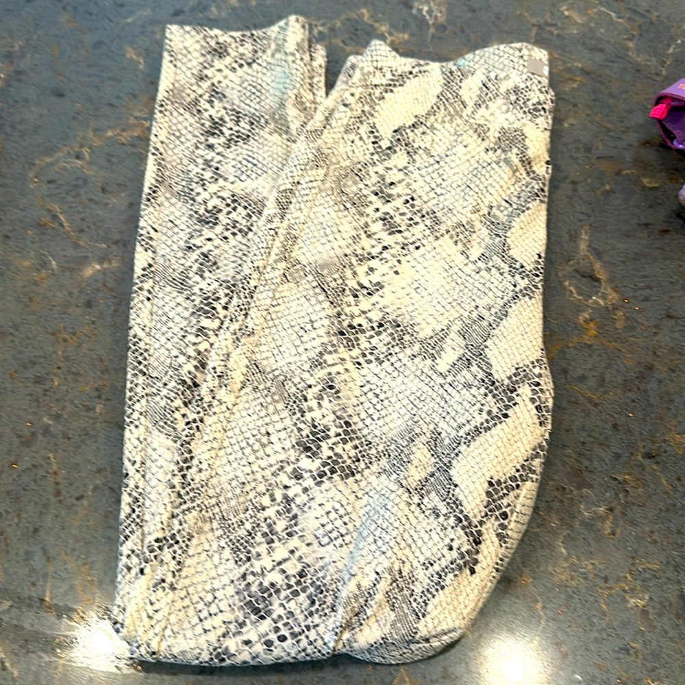 Snake print faux leather leggings